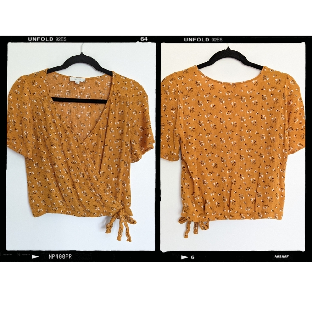 Mustard Yellow Floral Blouse - Size M